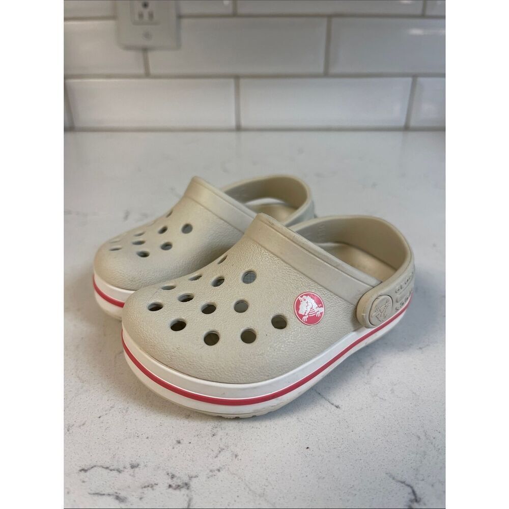 CROCBAND CUTOUT DETAIL ROUND TOE CLOGS - BEIGE - STUCCO MELON 204537 Size 4